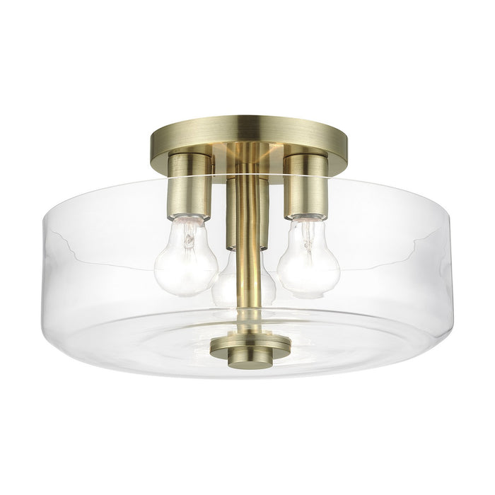 Livex Lighting - 46123-01 - Three Light Semi-Flush Mount - Whitworth - Antique Brass