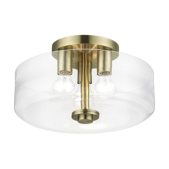 Livex Lighting - 46123-01 - Three Light Semi-Flush Mount - Whitworth - Antique Brass