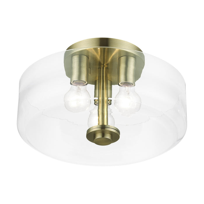 Livex Lighting - 46123-01 - Three Light Semi-Flush Mount - Whitworth - Antique Brass