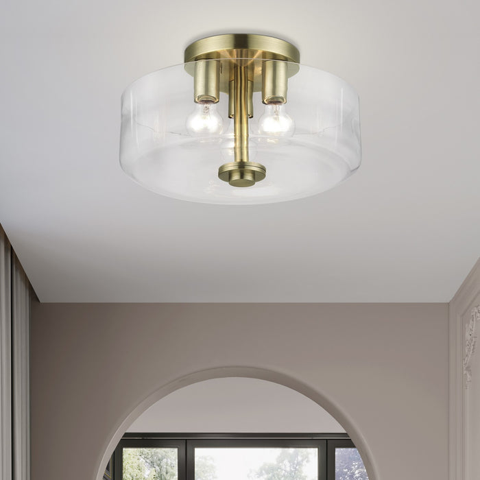 Livex Lighting - 46123-01 - Three Light Semi-Flush Mount - Whitworth - Antique Brass