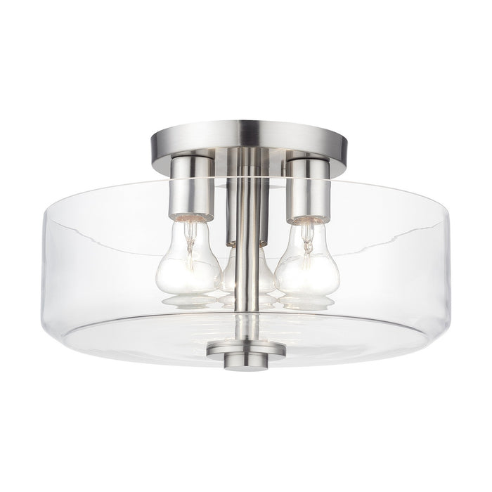 Livex Lighting - 46123-91 - Three Light Semi-Flush Mount - Whitworth - Brushed Nickel