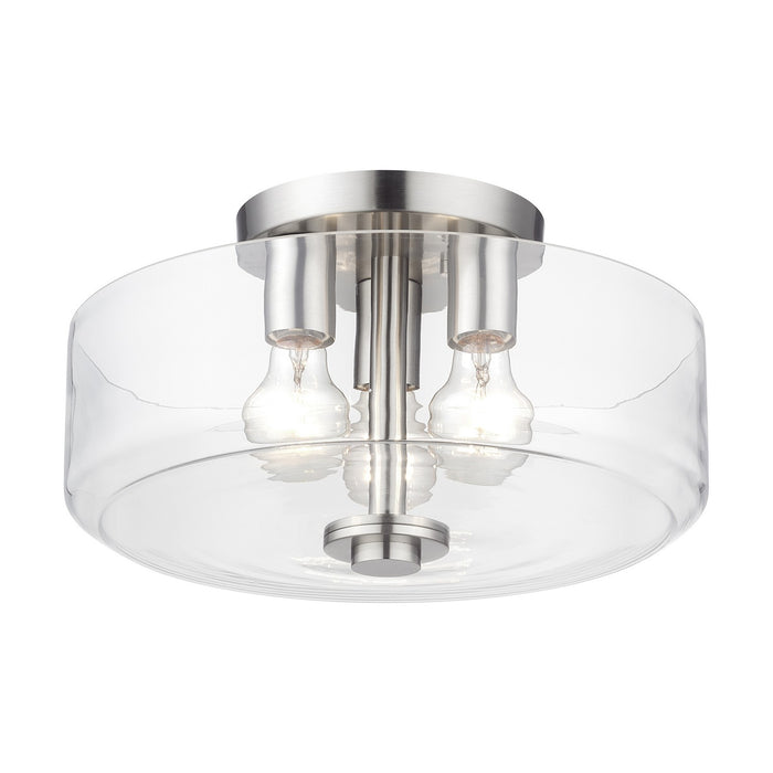 Livex Lighting - 46123-91 - Three Light Semi-Flush Mount - Whitworth - Brushed Nickel