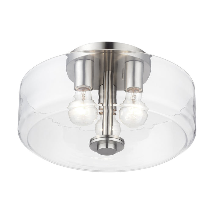 Livex Lighting - 46123-91 - Three Light Semi-Flush Mount - Whitworth - Brushed Nickel