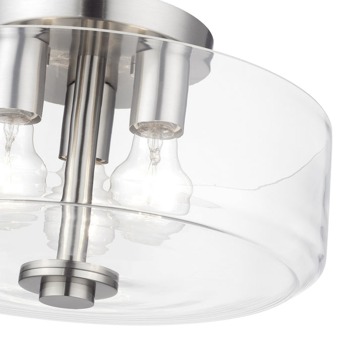 Livex Lighting - 46123-91 - Three Light Semi-Flush Mount - Whitworth - Brushed Nickel