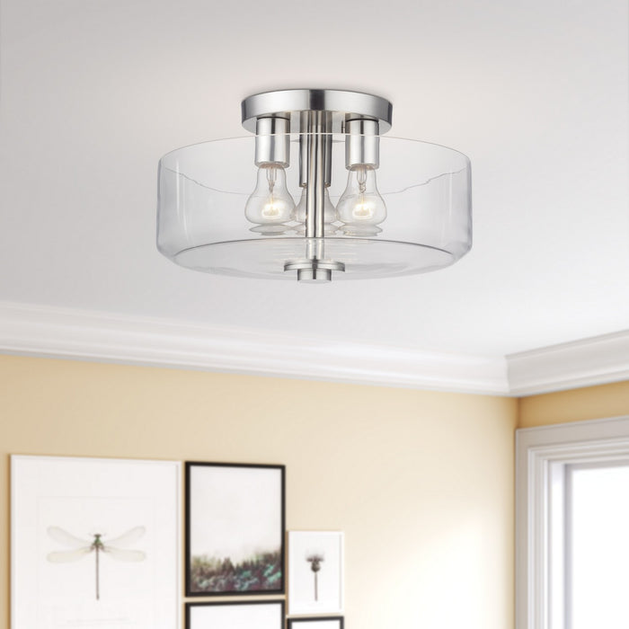 Livex Lighting - 46123-91 - Three Light Semi-Flush Mount - Whitworth - Brushed Nickel