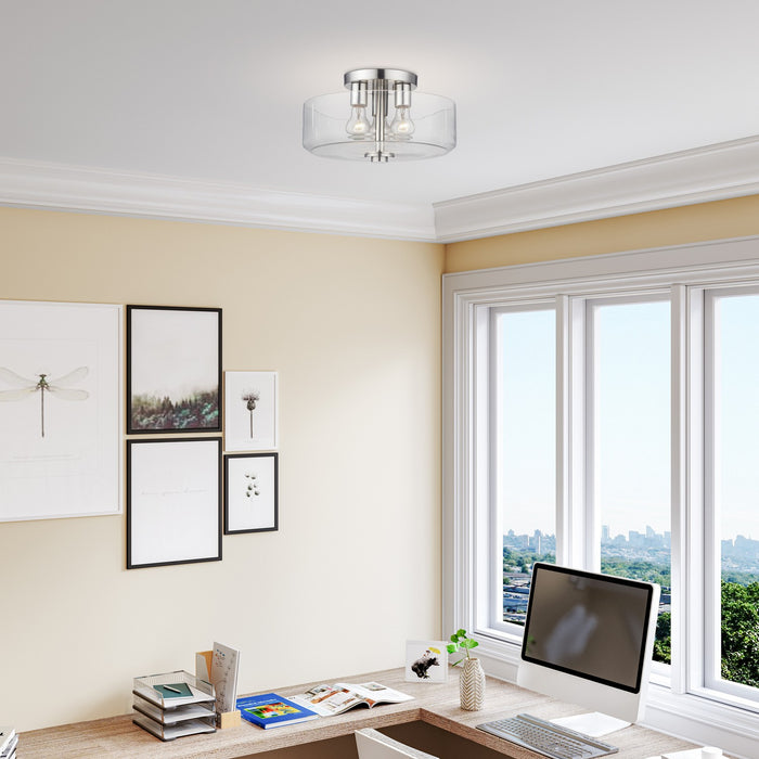 Livex Lighting - 46123-91 - Three Light Semi-Flush Mount - Whitworth - Brushed Nickel