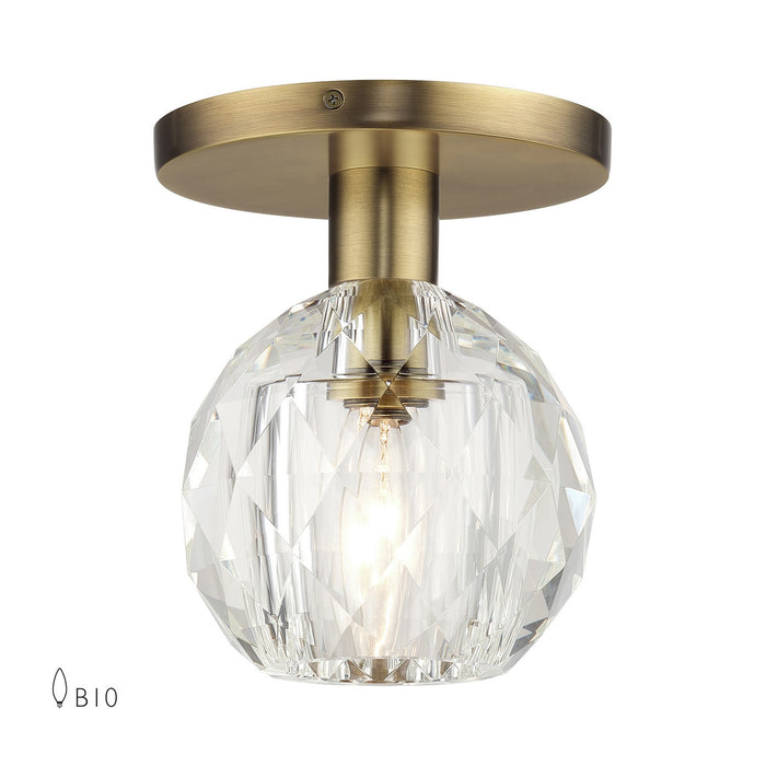 Livex Lighting - 46320-08 - One Light Semi-Flush Mount - Whitfield - Natural Brass