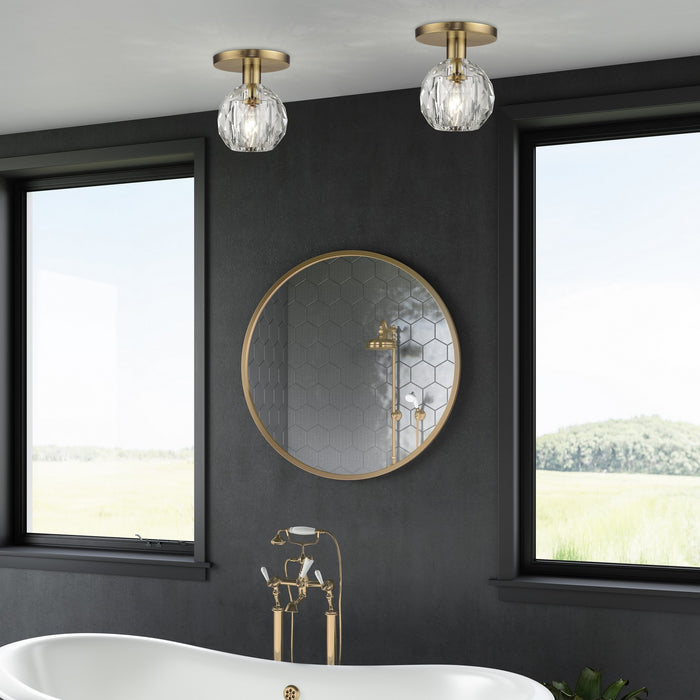 Livex Lighting - 46320-08 - One Light Semi-Flush Mount - Whitfield - Natural Brass