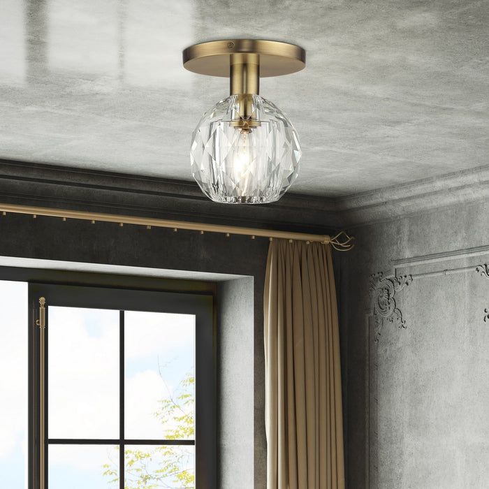 Livex Lighting - 46320-08 - One Light Semi-Flush Mount - Whitfield - Natural Brass