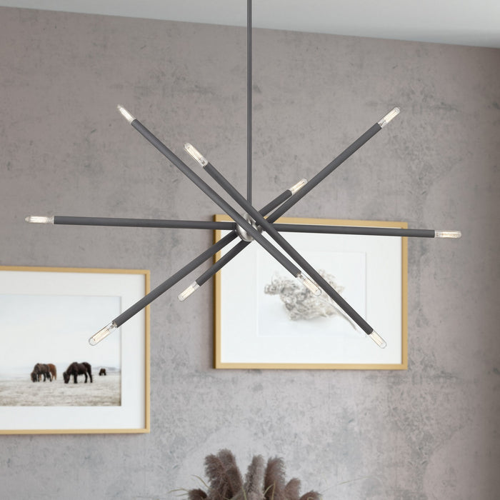 Livex Lighting - 46777-76 - Ten Light Linear Chandelier - Soho - Scandinavian Gray with Brushed Nickel