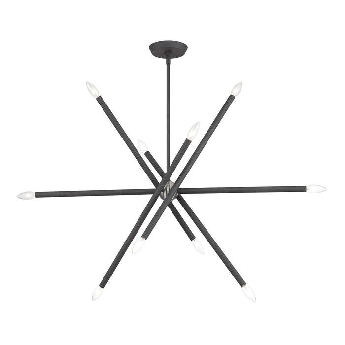 Livex Lighting - 46777-76 - Ten Light Linear Chandelier - Soho - Scandinavian Gray with Brushed Nickel