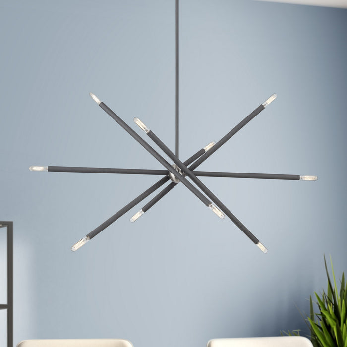 Livex Lighting - 46777-76 - Ten Light Linear Chandelier - Soho - Scandinavian Gray with Brushed Nickel
