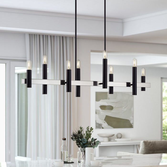 Livex Lighting - 46868-04 - Eight Light Linear Chandelier - Helsinki - Black with Brushed Nickel