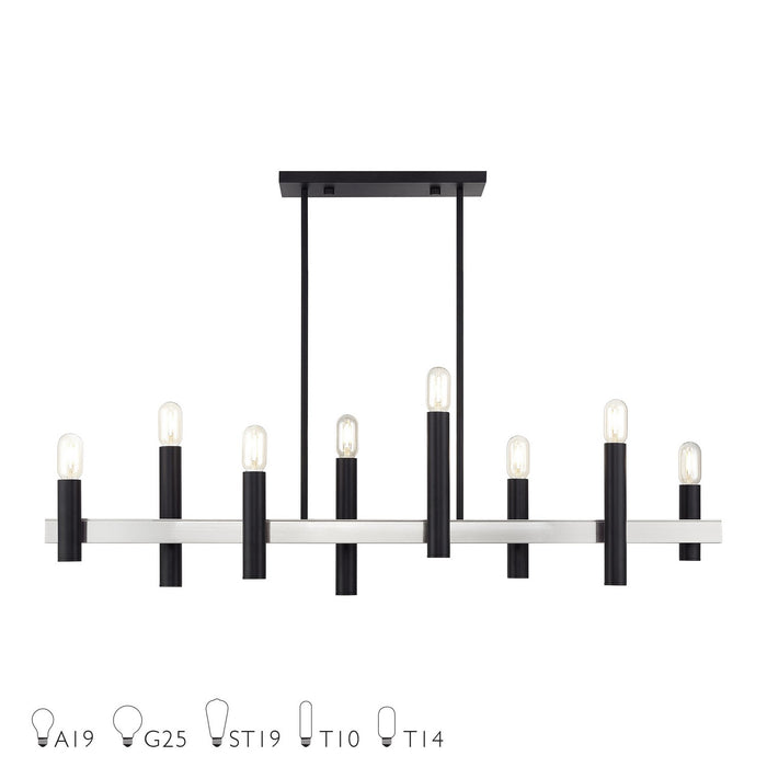 Livex Lighting - 46868-04 - Eight Light Linear Chandelier - Helsinki - Black with Brushed Nickel