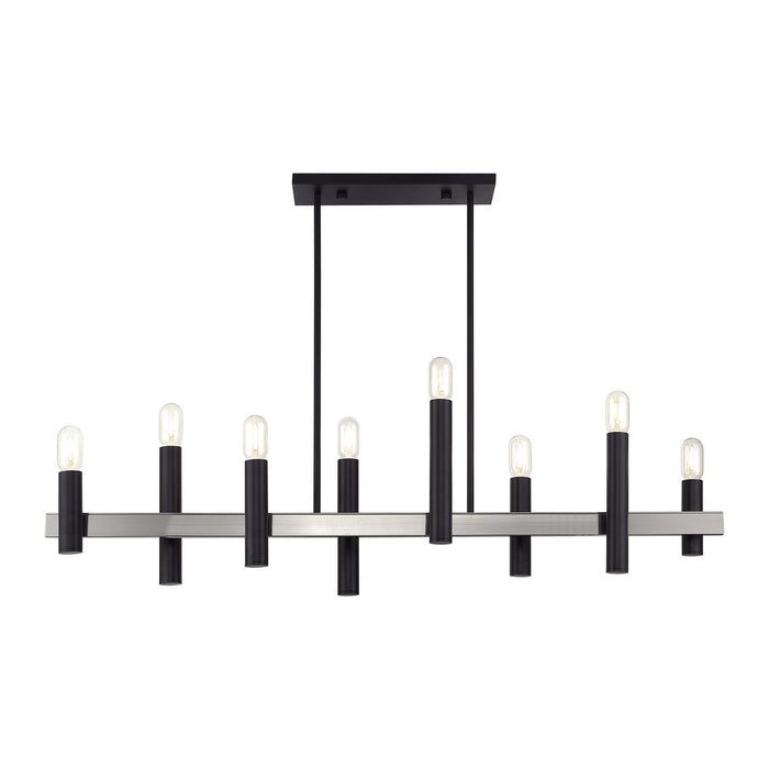 Livex Lighting - 46868-04 - Eight Light Linear Chandelier - Helsinki - Black with Brushed Nickel