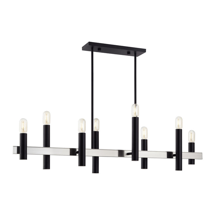 Livex Lighting - 46868-04 - Eight Light Linear Chandelier - Helsinki - Black with Brushed Nickel