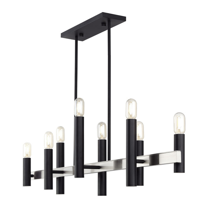 Livex Lighting - 46868-04 - Eight Light Linear Chandelier - Helsinki - Black with Brushed Nickel