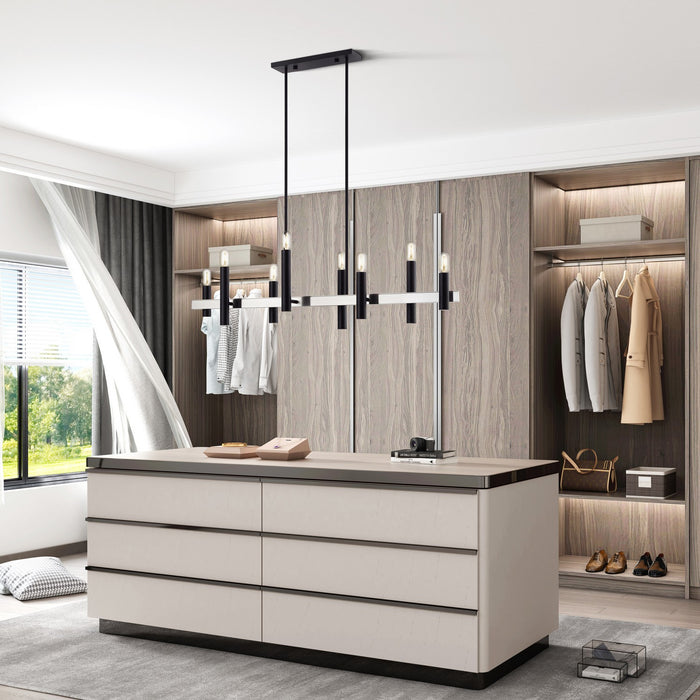 Livex Lighting - 46868-04 - Eight Light Linear Chandelier - Helsinki - Black with Brushed Nickel