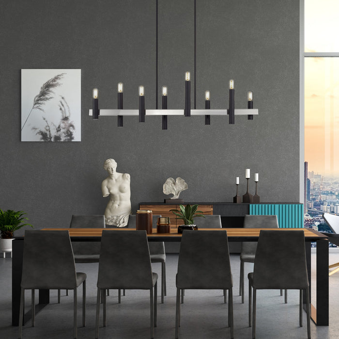 Livex Lighting - 46868-04 - Eight Light Linear Chandelier - Helsinki - Black with Brushed Nickel
