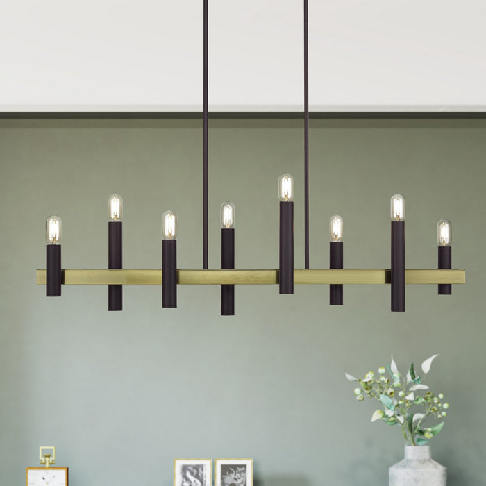 Livex Lighting - 46868-07 - Eight Light Linear Chandelier - Helsinki - Bronze with Antique Brass