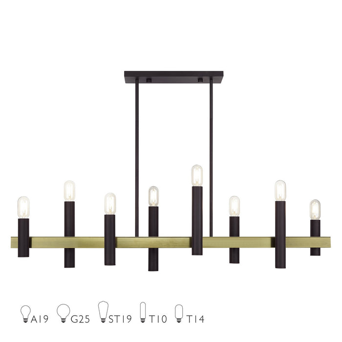 Livex Lighting - 46868-07 - Eight Light Linear Chandelier - Helsinki - Bronze with Antique Brass