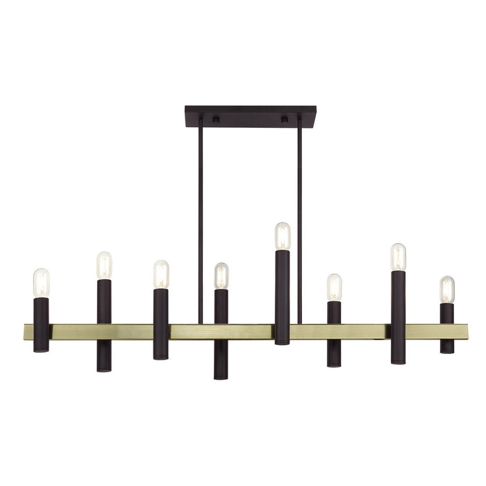 Livex Lighting - 46868-07 - Eight Light Linear Chandelier - Helsinki - Bronze with Antique Brass