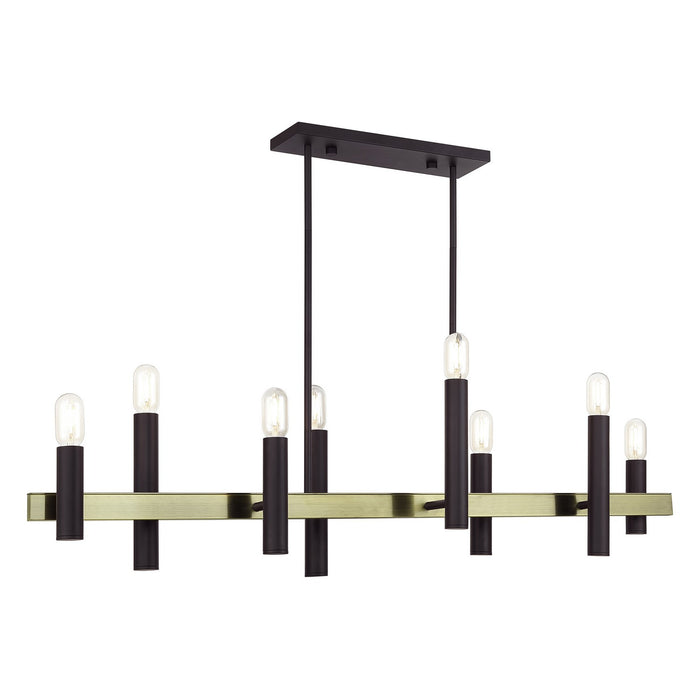 Livex Lighting - 46868-07 - Eight Light Linear Chandelier - Helsinki - Bronze with Antique Brass