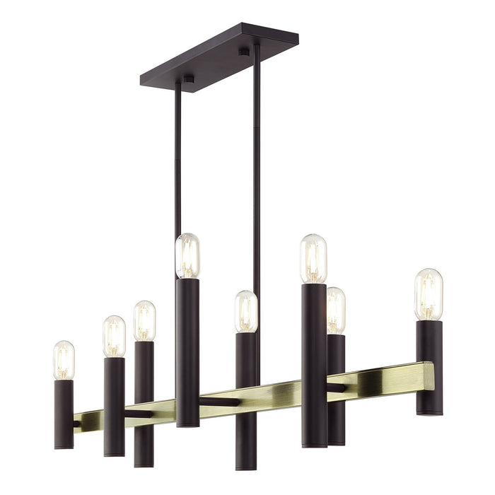 Livex Lighting - 46868-07 - Eight Light Linear Chandelier - Helsinki - Bronze with Antique Brass