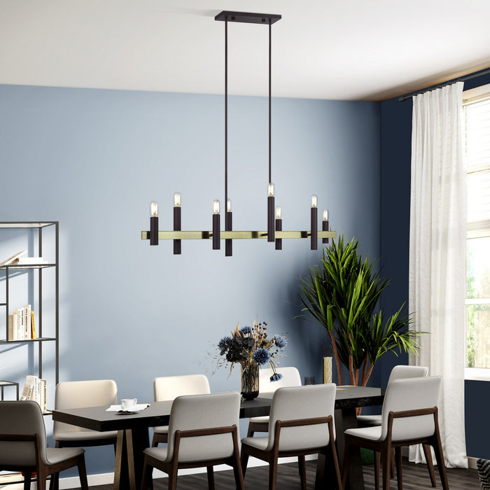 Livex Lighting - 46868-07 - Eight Light Linear Chandelier - Helsinki - Bronze with Antique Brass