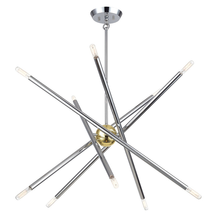Livex Lighting - 47006-52 - Ten Light Chandelier - Soho - Polished Chrome with Polished Brass