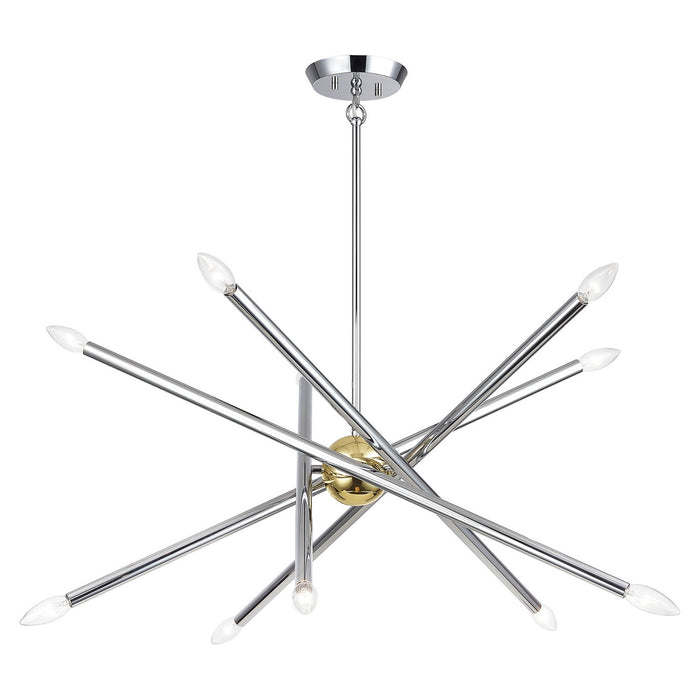 Livex Lighting - 47006-52 - Ten Light Chandelier - Soho - Polished Chrome with Polished Brass