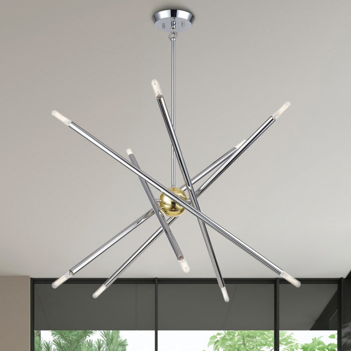 Livex Lighting - 47006-52 - Ten Light Chandelier - Soho - Polished Chrome with Polished Brass