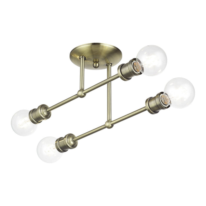 Livex Lighting - 47176-01 - Four Light Semi-Flush Mount - Delacroix - Antique Brass