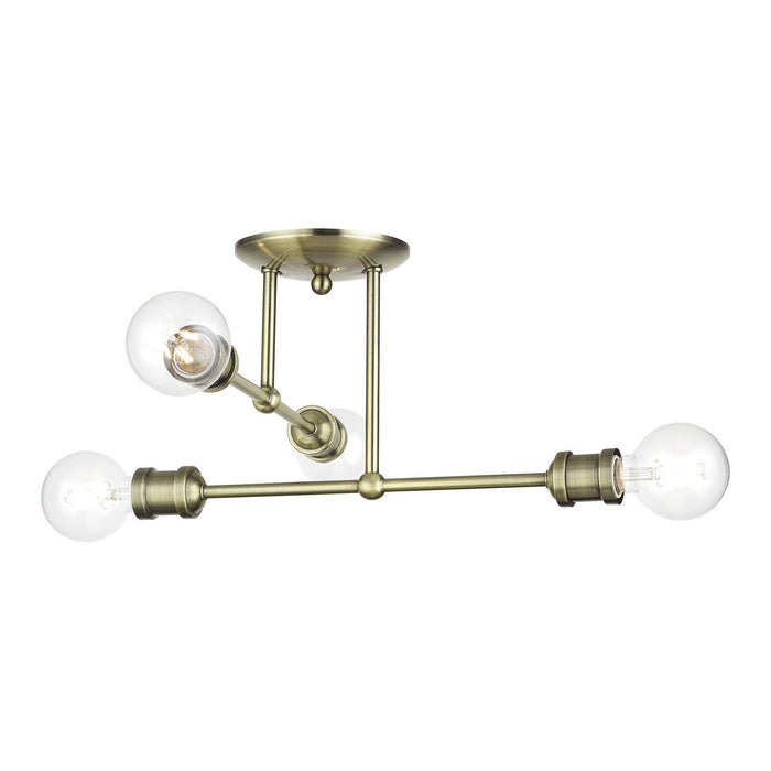 Livex Lighting - 47176-01 - Four Light Semi-Flush Mount - Delacroix - Antique Brass