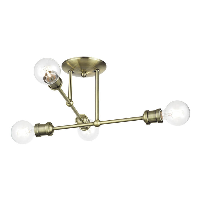 Livex Lighting - 47176-01 - Four Light Semi-Flush Mount - Delacroix - Antique Brass