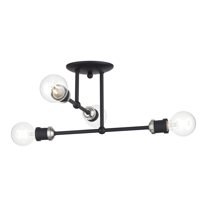 Livex Lighting - 47176-04 - Four Light Semi-Flush Mount - Delacroix - Black with Brushed Nickel