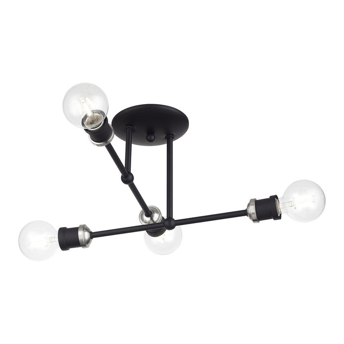 Livex Lighting - 47176-04 - Four Light Semi-Flush Mount - Delacroix - Black with Brushed Nickel
