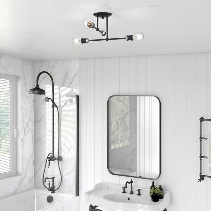 Livex Lighting - 47176-04 - Four Light Semi-Flush Mount - Delacroix - Black with Brushed Nickel