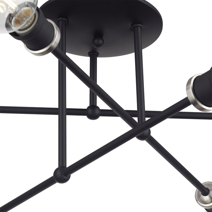Livex Lighting - 47178-04 - Six Light Semi-Flush Mount - Delacroix - Black with Brushed Nickel