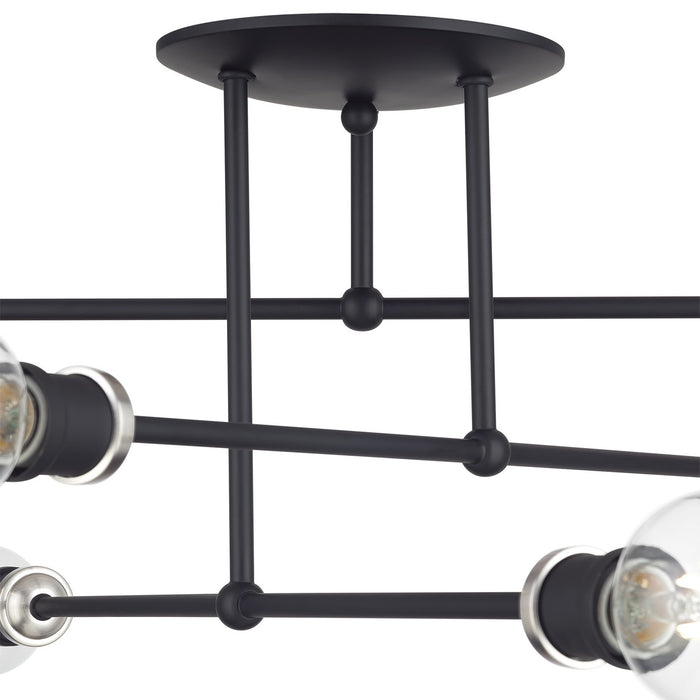 Livex Lighting - 47178-04 - Six Light Semi-Flush Mount - Delacroix - Black with Brushed Nickel