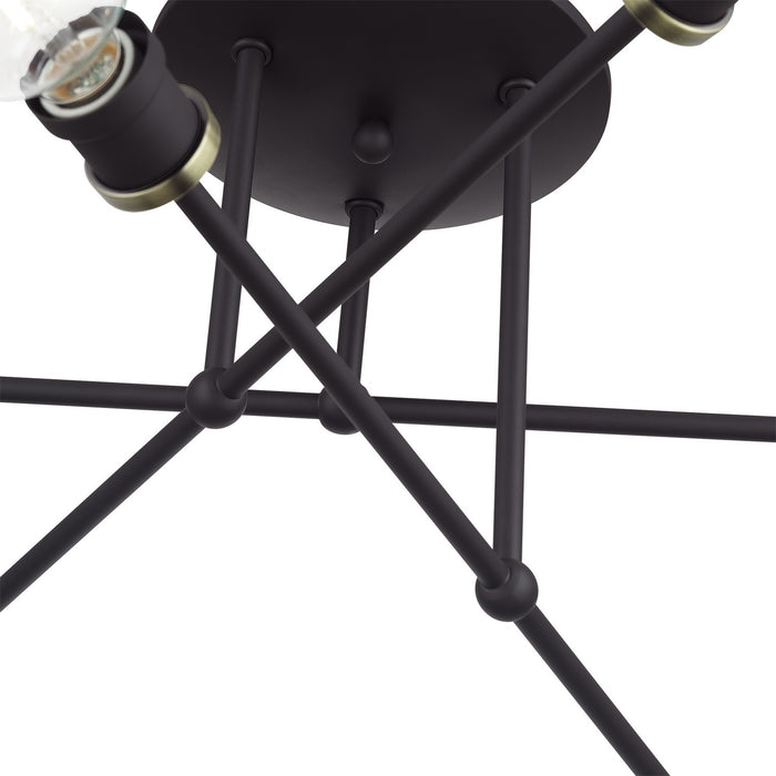 Livex Lighting - 47178-07 - Six Light Semi-Flush Mount - Delacroix - Bronze with Antique Brass