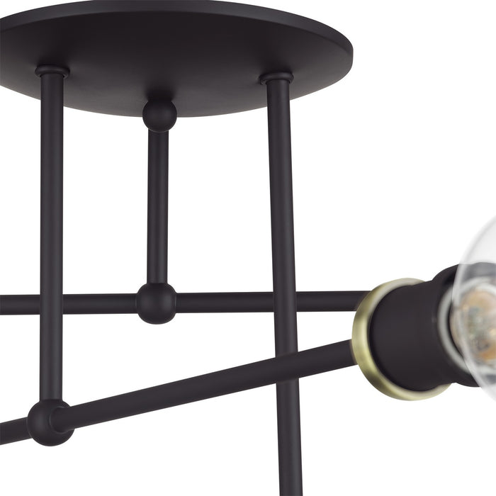 Livex Lighting - 47178-07 - Six Light Semi-Flush Mount - Delacroix - Bronze with Antique Brass