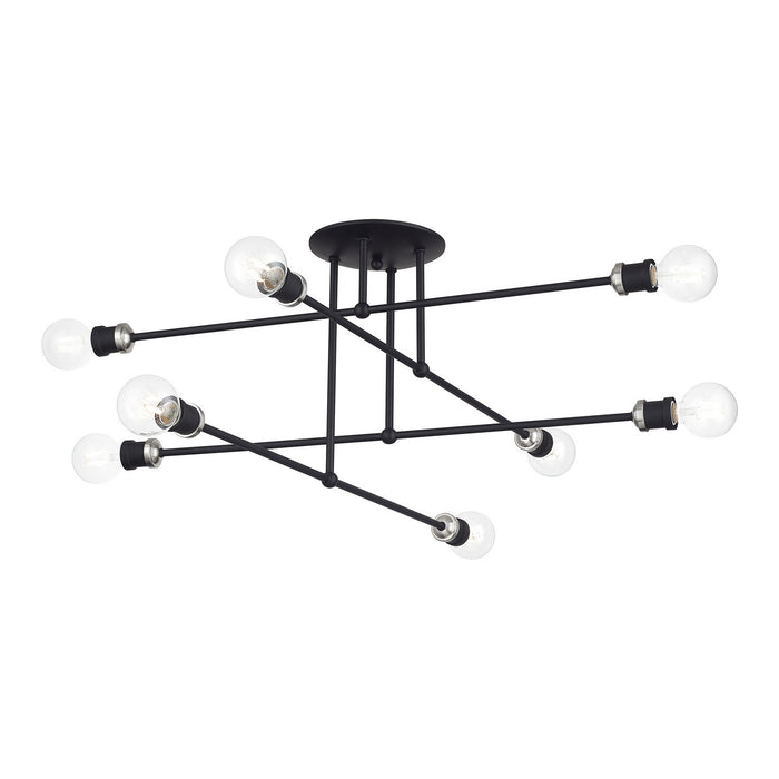 Livex Lighting - 47179-04 - Eight Light Semi-Flush Mount - Delacroix - Black with Brushed Nickel