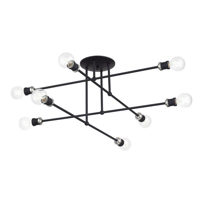 Livex Lighting - 47179-04 - Eight Light Semi-Flush Mount - Delacroix - Black with Brushed Nickel