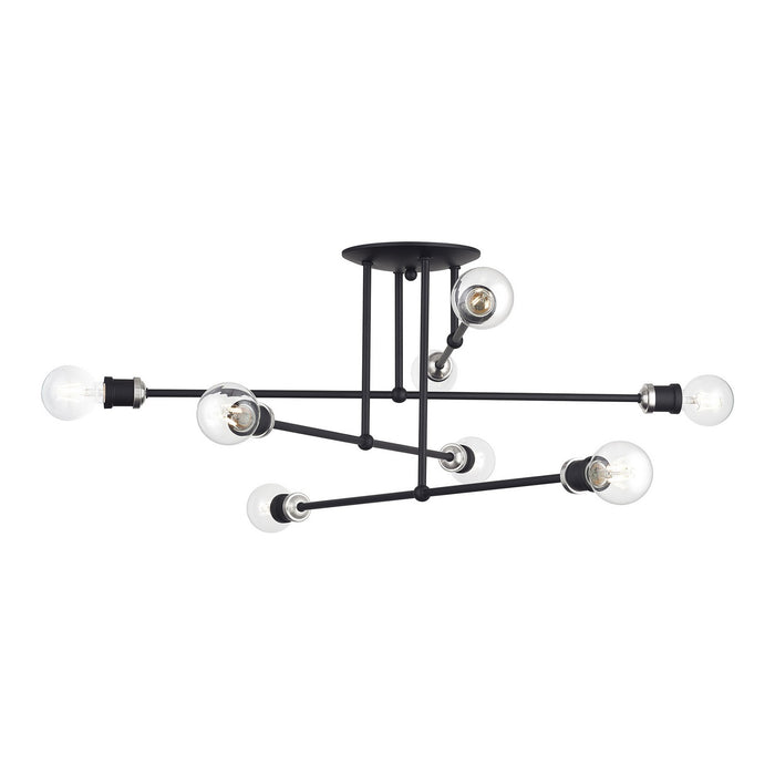 Livex Lighting - 47179-04 - Eight Light Semi-Flush Mount - Delacroix - Black with Brushed Nickel