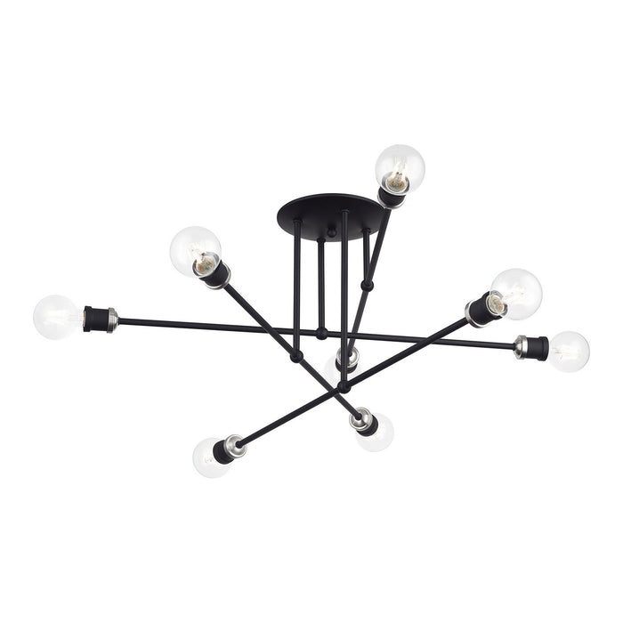 Livex Lighting - 47179-04 - Eight Light Semi-Flush Mount - Delacroix - Black with Brushed Nickel