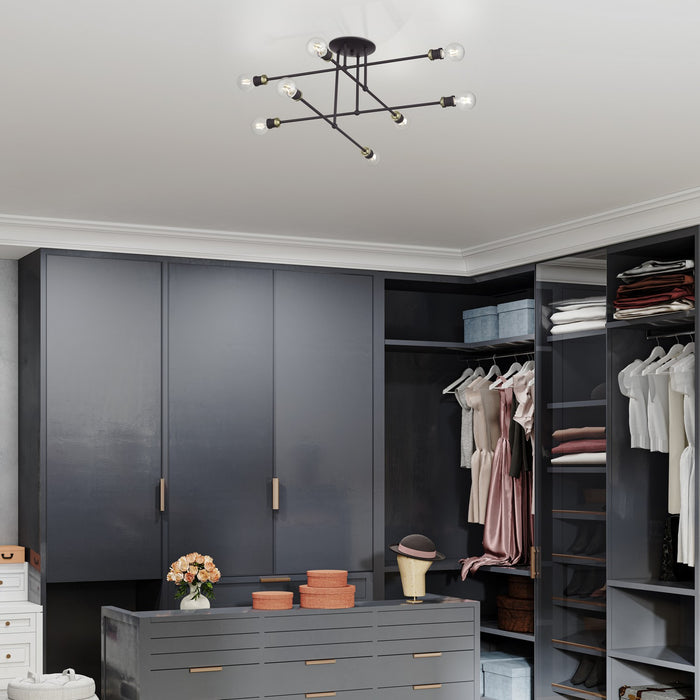 Livex Lighting - 47179-07 - Eight Light Semi-Flush Mount - Delacroix - Bronze with Antique Brass