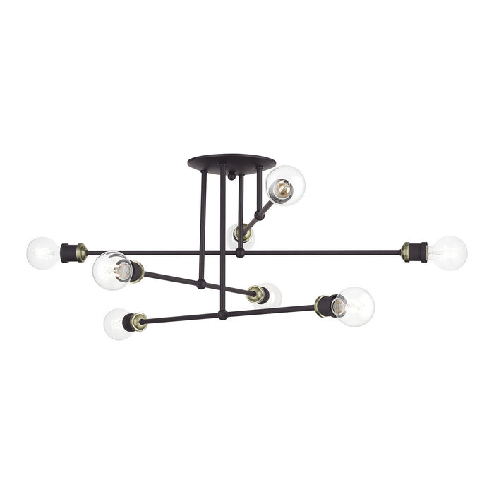 Livex Lighting - 47179-07 - Eight Light Semi-Flush Mount - Delacroix - Bronze with Antique Brass