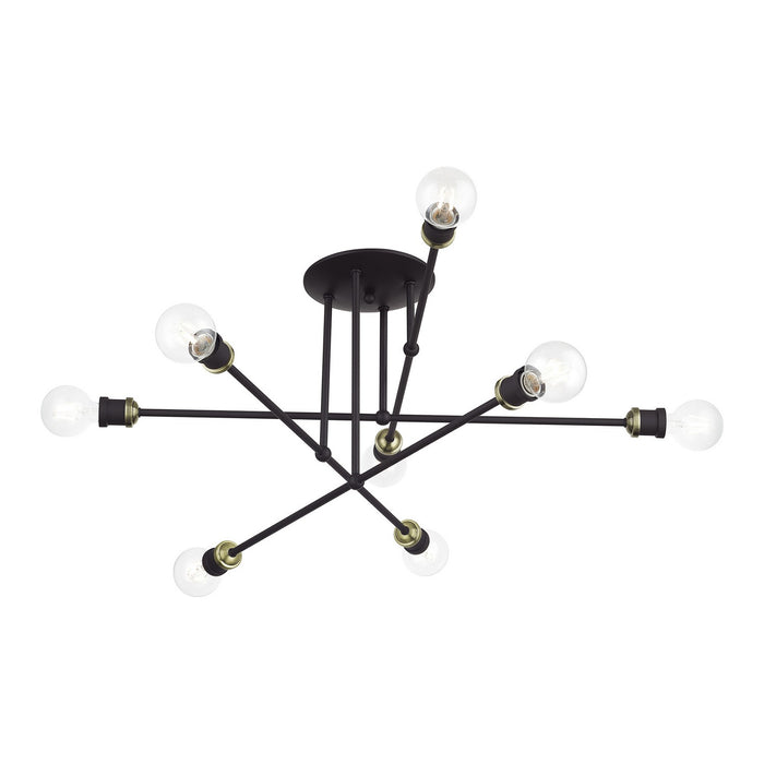 Livex Lighting - 47179-07 - Eight Light Semi-Flush Mount - Delacroix - Bronze with Antique Brass