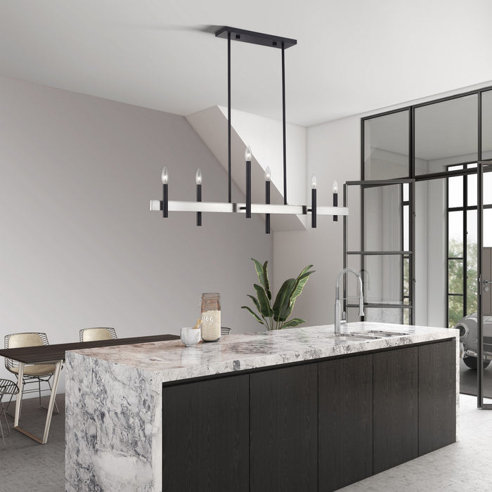Livex Lighting - 49336-04 - Six Light Linear Chandelier - Denmark - Black with Brushed Nickel